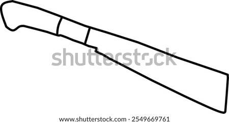 vector illustration of an old rusty machete protected on a white background. Old antique machete. In Indonesia, this tool is called a 