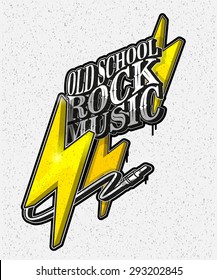 Vector Illustration, Old School Rock Music. Printing On T-shirts, Logo, Background