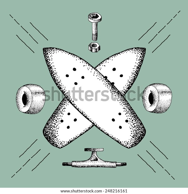 Vector Illustration Old School Skateboard Parts Stock Vector (Royalty Free) 248216161 Shutterstock