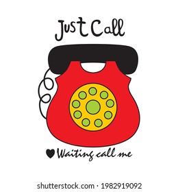 Vector Illustration Of Old School Telephone In Red