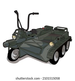 Vektorgrafik alter Scooter mit Custom wie ein Tank mit grüner Militärfarbe