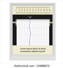 Vector illustration of old self-recorder with diagram