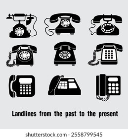 Vector illustration of an old style landline telephone.