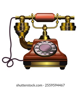 Vector illustration of an old style landline telephone.