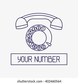 Vector illustration of old telephone, retro phone, retro phone, Logo, numbers, dial, business card, Notepad, phone, handset