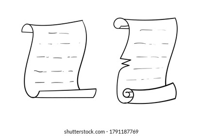 ilustración vectorial de papel de papiro texturado antiguo hoja de desplazamiento dibujado a mano o doodle aislado en eps blancos 10 fácil de modificar
