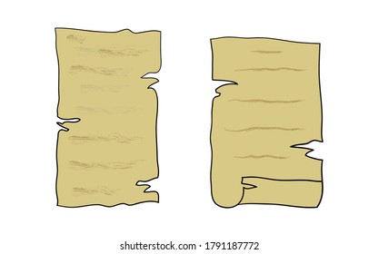 vector illustration of Old textured papyrus paper scroll  hand drawn or doodle isolated on white eps 10 easy to modify
