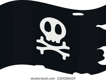 Vector illustration of an old and torn pirate flag.