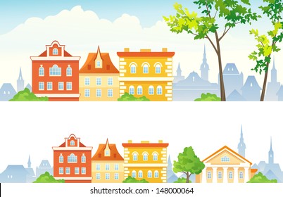 Vector illustration: old town banners