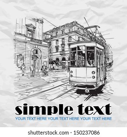 Vector illustration of a old tram.