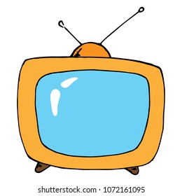 Vector illustration of an old TV with an antenna.