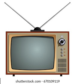 Vector illustration of the old tv. Video receiver screen. Retro old tv isolated on white background.
