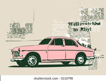 Vector Illustration of old vintage custom collector's car