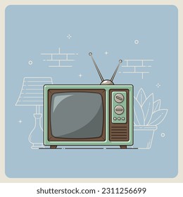 Vector illustration of an old vintage television icon.