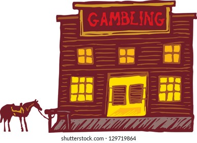 Vector illustration of an old west gambling saloon