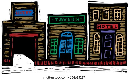 Vector illustration of Old West Town