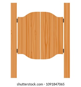 Vector illustration old western swinging saloon doors isolated on white background