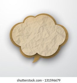 Vector illustration of old wrinkled paper cloud. Eps10.