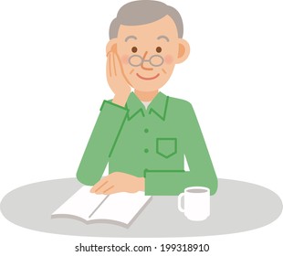 A vector illustration of older men posing 