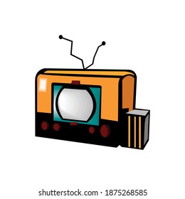 Vector illustration of old-fashioned four legged TV isolated on white background.