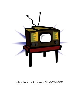 Ilustración vectorial de la antigua televisión de cuatro patas aislada en fondo blanco.