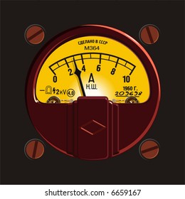 Vector illustration old-fashioned russian radio amperage on black background. More vector illustrations see in my portfolio