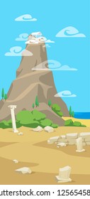 vector illustration of Olimp Greece with landscape 