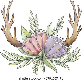 ilustración vectorial de la rama de olivo con flores acuarela