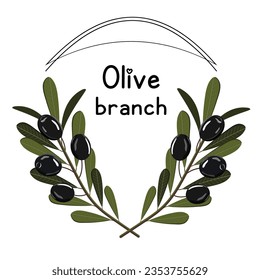 vector illustration, olive branch label, postcard