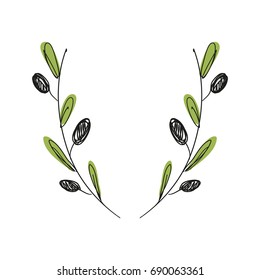 Vector illustration of an olive branches. Logo, label, element for design.