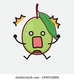 Ilustración vectorial del personaje de la fruta de oliva con cara linda, manos simples y líneas de piernas en fondo aislado. Estilo de dibujo animado plano.