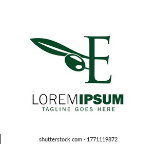 A Vector Illustration of An Olive Initial Letter E