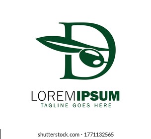 A vector illustration of Olive Initial Letter D Logo sign 