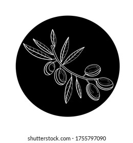 Vektorgrafik mit Olivenblatt . Logo, Symbol, Design, Zeichen, Produktsymbol. vegetarisches Essen.