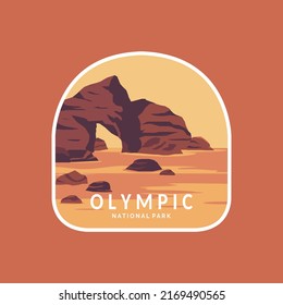  vector illustration of olympic national park badges patch.