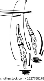 the vector illustration of the Olympic pull diving athlete