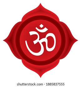 Vector Illustration Of Om Ohm Aum Symbol On A White Background. Yoga, Meditation, Relaxation.  Symbol Of Hinduism