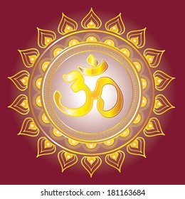 Vector illustration of an OM religious and spiritual symbol