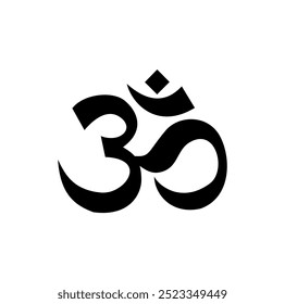 Vector illustration of om symbol on a white background, Ohm is symbol of Buddhism and Hinduism religions.