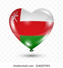Vector illustration of a Oman country love balloon on transparent background (PNG). Flying love balloons for Independence Day celebration.