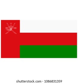 Vector illustration Oman flag icon isolated on white background. Rectangle national flag of Oman. Flag button