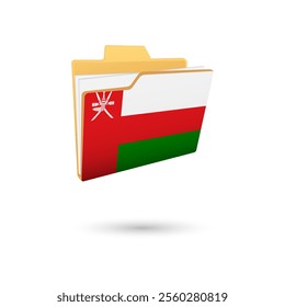 Vector illustration of Oman flag isolated in file folder on white background.