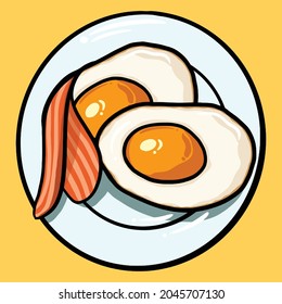 ilustración vectorial del menú de desayuno de tortilla y ternera