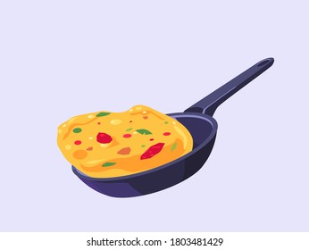 Vector illustration of omelet and frying pan