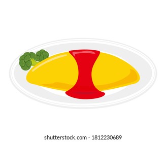 Vector illustration of omelet rice, omelet