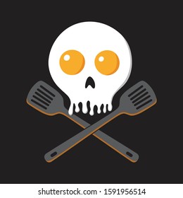 Vector illustration of omelette skull on black background