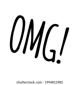 Vector illustration of OMG lettering in handwritten style.