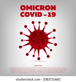 Vector Illustration Of Omicron Covid-19 Strain. For Poster, Typography, Banner, Public Service Announcement.