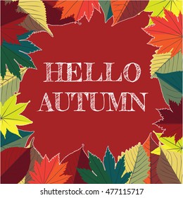 Vector illustration on the background of autumn leaves. Concept autumn advertising