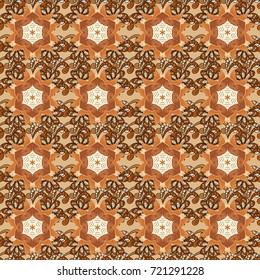 Vector illustration. On beige, brown and orange colors. Vector abstract pattern page for antistress.